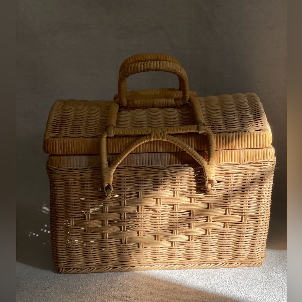 Woven Picnic Basket with Handle